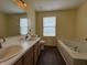 Primary bathroom with double sinks, tub, new fixtures, large mirror, and vanity at 1442 Bank Pl, Indianapolis, IN 46231