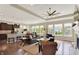Spacious open-concept living room and kitchen area with hardwood floors, fireplace, and large windows at 1457 Birdsong Dr, Westfield, IN 46074