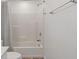 Shower and toilet area features off white shower, toilet and shower head at 15736 Conductors Dr, Westfield, IN 46074