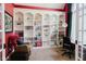 Home office features built-in bookshelves, a desk, and natural light at 16307 Stony Ridge Dr, Noblesville, IN 46060