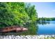 Tranquil view of a private wooden dock nestled along a tree-lined lake shore, offering serene waterfront access at 2034 Dynasty Ridge Rd, Martinsville, IN 46151