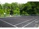 Well-maintained tennis court with basketball hoops and lush green surroundings at 2034 Dynasty Ridge Rd, Martinsville, IN 46151