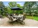 Inviting deck featuring a table and chairs, shaded by a large umbrella perfect for outdoor relaxation and dining at 3439 Eden Park Dr, Carmel, IN 46033