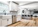 Bright kitchen with white cabinets, stainless appliances, and a peninsula with barstool seating at 3715 Rolling Springs Dr, Carmel, IN 46033