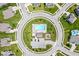 Direct aerial view of a pool and playground with a circular parking lot for neighborhood residents at 4253 Ironclad Dr, Bargersville, IN 46106
