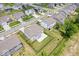A high angle view of a backyard featuring a fenced-in yard with a trampoline at 4253 Ironclad Dr, Bargersville, IN 46106