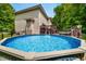 Inviting backyard featuring a sparkling pool, deck, and lush greenery, ideal for outdoor enjoyment at 5055 Turkey Track Rd, Martinsville, IN 46151