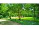A backyard surrounded by trees, showcasing a fire pit area and cozy seating at 6125 N Olney St, Indianapolis, IN 46220