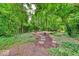 Private backyard featuring a fire pit and patio area nestled among lush trees at 6125 N Olney St, Indianapolis, IN 46220