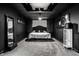 Symmetrical bedroom with dark walls, recessed lighting, and a stylish, curated aesthetic at 6164 Afton Crest, Indianapolis, IN 46220