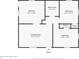 Layout of the home showing dimensions of Living Room, Kitchen, Bath and Bedrooms at 6949 Crittenden Ave, Indianapolis, IN 46220