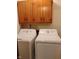 Convenient laundry room with a washer and dryer set and plenty of cabinet space above at 721 Maplewood Ave, Anderson, IN 46012