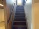 Basement staircase features painted walls and wood paneling at 737 Howard St, Shelbyville, IN 46176