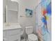 Bright, well-maintained bathroom with a stylish shower curtain and modern fixtures at 820 Elise Dr, Westfield, IN 46074