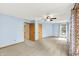Spacious primary bedroom with light blue walls, ample closet space, and plush carpeting at 8261 Twin Pointe Cir, Indianapolis, IN 46236