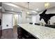 Finished basement wet bar featuring granite countertops and pendant lighting at 8720 N Deer Crossing Blvd, McCordsville, IN 46055