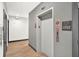 Interior elevator with neutral gray walls, modern wood-look flooring, and clear signage at 920 Veterans Way # 204, Carmel, IN 46032