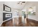 Spacious open-concept living room with hardwood floors, fireplace, and modern finishes at 10444 Indian Lake N Blvd, Indianapolis, IN 46236