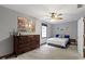 Bedroom with gray walls and a ceiling fan at 10808 Greenbriar Dr, Fishers, IN 46037