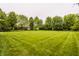 Lush backyard with manicured lawn, mature trees, and professional landscaping at 11875 Durbin Dr, Carmel, IN 46032