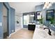 Bright bathroom features a walk-in shower, double sink vanity, and natural light at 17877 Kinder Oak Dr, Noblesville, IN 46062