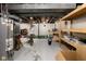 This unfinished basement has water heater and work area at 1944 Union St, Columbus, IN 47201
