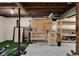 This unfinished basement has workbench and pegboard at 1944 Union St, Columbus, IN 47201