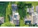 Aerial view of a residential neighborhood showcasing the home's location and surrounding greenery at 2719 Denison St, Indianapolis, IN 46241