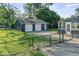Detached garage with green lawn and direct yard access via a driveway gate at 2719 Denison St, Indianapolis, IN 46241