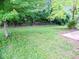 Lush green backyard with a mix of grass and trees offering plenty of shade at 6412 Cradle River Dr, Indianapolis, IN 46221