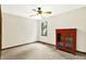 Bedroom with a ceiling fan, closet and a red cabinet at 664 N Scott Dr, Greenwood, IN 46142