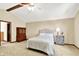 Inviting main bedroom featuring vaulted ceilings, neutral walls, and a light-colored carpet at 664 N Scott Dr, Greenwood, IN 46142