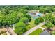 Aerial view of a community with tennis courts and a pool surrounded by lush trees and residential areas at 1000 Leisure Ln, Greenwood, IN 46142
