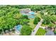 A high aerial view showcases multiple homes and community amenities like tennis and pools at 1000 Leisure Ln, Greenwood, IN 46142