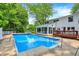 A pristine in-ground swimming pool surrounded by a spacious deck, offering the perfect spot for leisure and recreation at 1000 Leisure Ln, Greenwood, IN 46142
