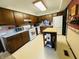Functional kitchen with laminate countertops, white appliances, and a center island, offering ample workspace at 1008 Whispering Trl, Greenfield, IN 46140