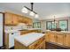 Spacious kitchen with wood cabinetry, sleek countertops, modern lighting, and eat-in area with views of the backyard at 11354 Royal Pl, Carmel, IN 46032