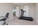 Exercise room featuring carpet, a treadmill, and exercise equipment at 11840 Crossbill Ct, Noblesville, IN 46060