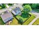 Aerial view of a fenced backyard, featuring a cozy patio area and mature tree, great for outdoor living at 12322 Cool Winds W Way, Fishers, IN 46037