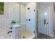 Walk in shower with white subway tile and sleek design at 14234 Community Dr, Carmel, IN 46033