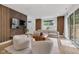 Spacious living room with contemporary furnishings, natural light, and sliding doors to outdoor patio at 1834 Rosette Way, Indianapolis, IN 46202