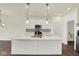 Contemporary kitchen showcasing a large island, stainless steel appliances, and modern lighting fixtures at 2021 Frost Line Ln, Greenfield, IN 93927