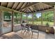 Relaxing sunroom with wooden floors, a seating area, and serene views of the backyard at 4155 Rolling Trails Rd, Greenwood, IN 46142
