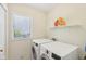A convenient laundry room with modern front-load washer and dryer, plus bright natural light at 430 Oakbrook Dr, Columbus, IN 47201