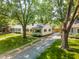 Aerial view of a cozy single-story home, surrounded by mature trees and well-kept lawns at 5636 Crittenden Ave, Indianapolis, IN 46220