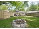 Large backyard with a stone fire pit and patio seating, perfect for outdoor enjoyment at 5636 Crittenden Ave, Indianapolis, IN 46220