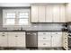 Modern kitchen featuring white cabinets, stainless steel appliances, and a contrasting dark countertop at 5919 Central Ave, Indianapolis, IN 46220