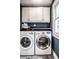Convenient laundry room with stacked washer and dryer, plus ample storage at 5919 Central Ave, Indianapolis, IN 46220