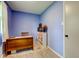 Bright office with wooden desk and blue walls at 5923 W 29Th Pl, Indianapolis, IN 46224