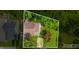Aerial view of the property showing the house, yard, surrounding greenery, and location within Indianapolis at 602 Prospect St, Indianapolis, IN 46203